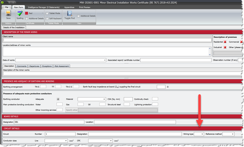 Pirform's MEIWC showing the new wiring type selector