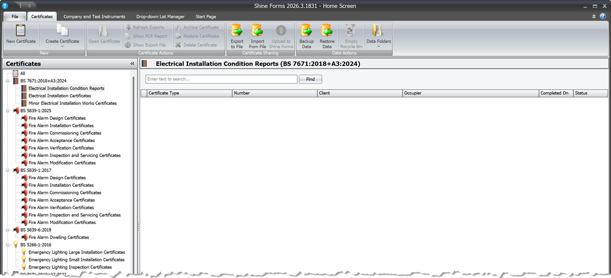 The new Shine Forms Home Screen